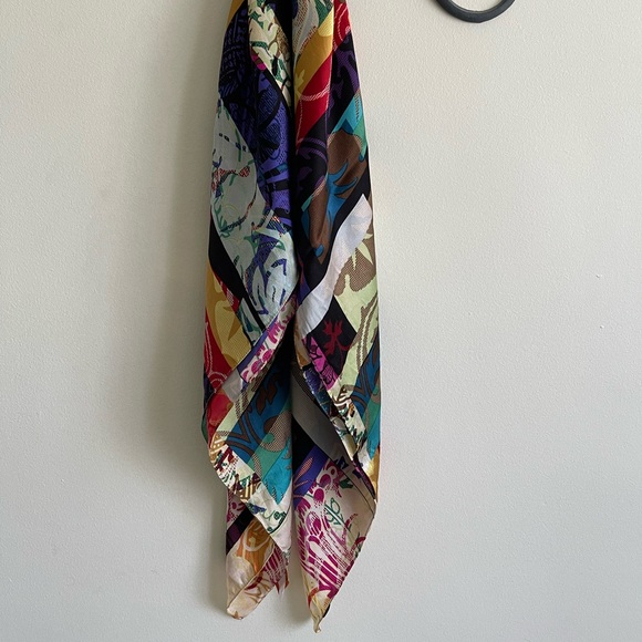 Echo colourful square silk scarf - Picture 2 of 11